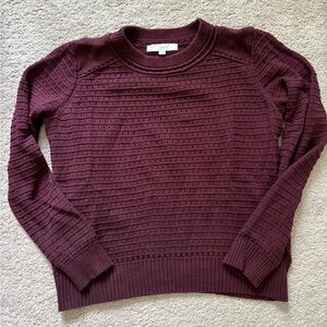 LOFT Women's Deep Burgundy Crew Neck Sweater